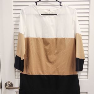 70s Colorblock dress in black, brown, and white